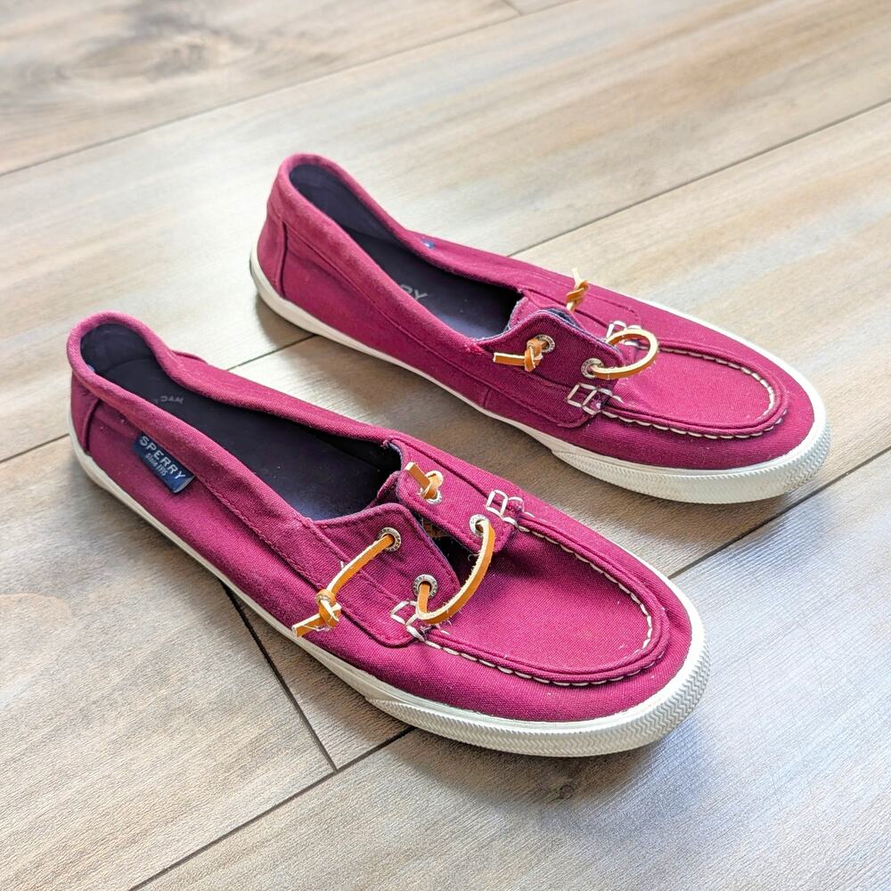 Sperry Lounge Away Canvas Slip-On Boat Sneakers - Burgundy Women's Size 10